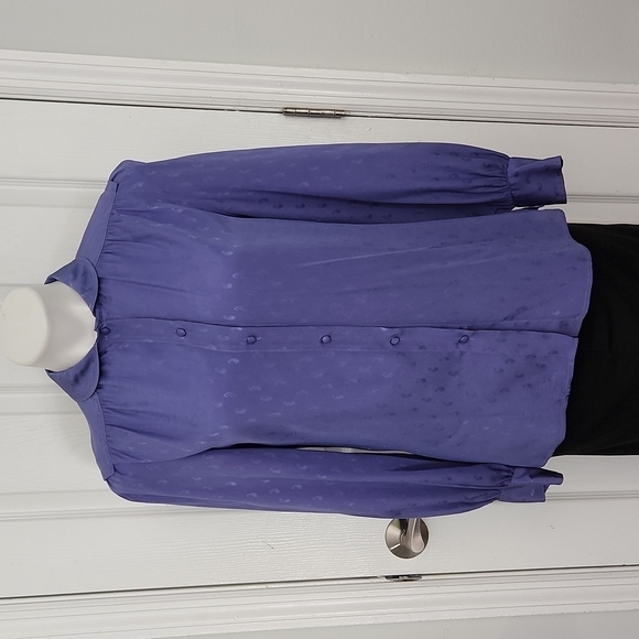 Gloria Vanderbilt Paisley Periwinkle Button Down Blouse - Picture 2 of 14